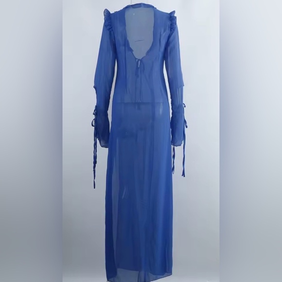 Blue Lagoon Sheer Maxi Swimsuit Coverup Dress - Picture 6 of 10